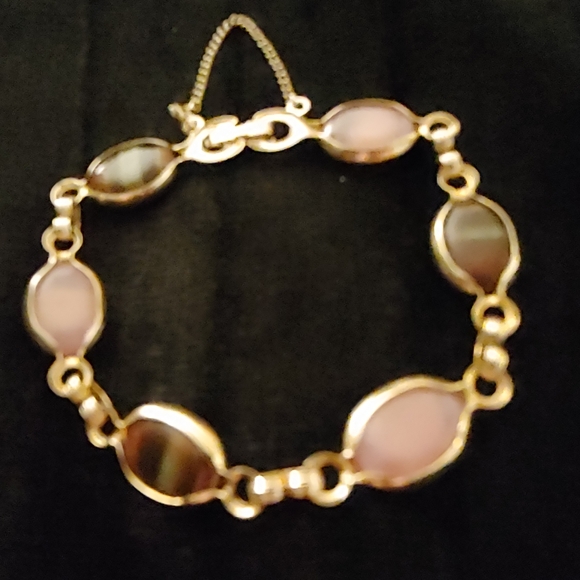 VTG Sarah Coventry Pink/Brown stone bracelet - Picture 5 of 5